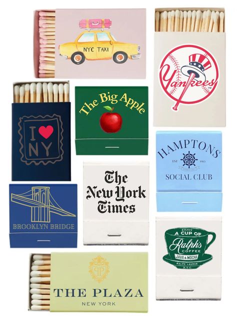 New York Print, Nyc Matchbooks, New York Theme, Nyc Print, Collage Mural, Matchbook Art, Graphics Layout, Dorm Posters, Art Collage Wall