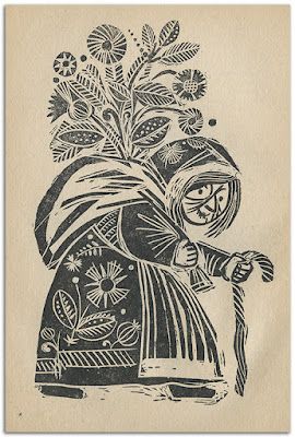 Linocut Folk Art, Vintage Woodcut Illustration, Adam Kilian, Polish Folk Illustration, Indian Linocut, Folk Drawing, Folklore Illustration, Polish Illustration, Linocut Illustration