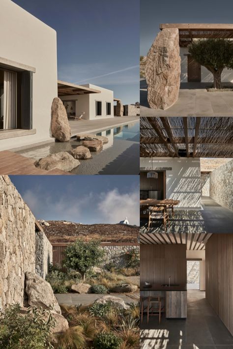 The Greek architecture practice K-Studio has recently completed Villa Mandra, a single-family home located on the hill of Aleomandra in Mykonos, Greece. #villa #mykonos #pool #greece #stone #stonehouse #architecture #architect #amazingarchitecture #design #interiordesign #interiordesigner #decor #homedecor #home #house #luxury #diy #travel #amazing #photography #realestate #casa #arquitecto #arquitectura #decoration #greekisland #aegansea #sea #nature #desert #swimmingpool #houseplan Greek Cave House, Mykonos Style, Greece House, Greece Architecture, Greece Design, Seaside Apartment, Greece Villa, Mountain Architecture, Villa Plan