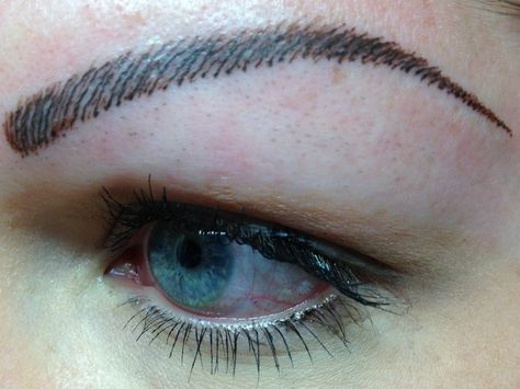 Tattooed eyebrows -- need to make strokes more natural Kylie Jenner Eyebrows, Tattooed Eyebrows, How To Do Eyebrows, Blonde Eyebrows, Plucking Eyebrows, Filling In Eyebrows, How To Grow Eyebrows, Eyebrows On Fleek, Permanent Makeup Eyebrows