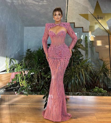 Pink Beaded Dress, Light Purple Prom Dress, Luxe Wedding Dress, Graduation Ball, Plus Size Mermaid, Aso Ebi Lace Styles, Corset Fashion Outfits, Dress Gala, Prom Dresses Plus Size