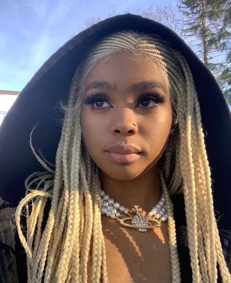 Black Box Braids, Twist Styles, Pretty Braided Hairstyles, Hair Skin Nails, Platinum Blonde Hair, Braids For Black Hair, Platinum Blonde, Hair Skin, Box Braids