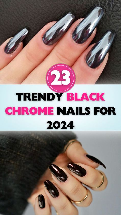 Stay ahead of the trends with these fashionable black chrome nail ideas for 2024. Black Chrome Nail, Chrome Nail Ideas, Black Chrome Nails, White Chrome Nails, Black And White Nail Designs, Chrome Nails Designs, Spring Nail Designs, Chrome Nail, White Nail Designs