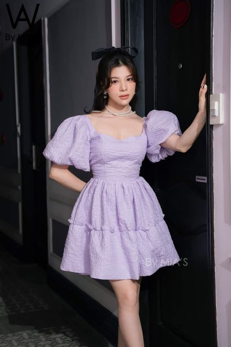 Dress Lilac Short, Lilac Formal Dress Short, Purple Dress Outfit Party Short, Korean Purple Dress, Violet Dress Aesthetic, Purple Party Dress Short, Lilac Dress Aesthetic, Purple Aesthetic Dress, Lavender Dress Aesthetic