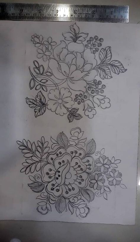 2 floral bunch flower sketch design - Designsketch.in Flower Bunches Drawing, Flower Butta Design, Floral Bunch Embroidery, Bunch Flower, Mango Flower, Full Mehndi, Embroidered Canvas Art, Geometric Coloring Pages, Flower Sketch