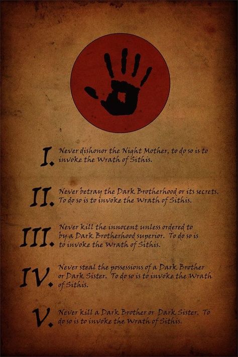 Dark Brotherhood Tenets The Dark Brotherhood, Skyrim Game, Skyrim Funny, Elder Scrolls Lore, Elder Scrolls Games, Skyrim Art, Dark Brotherhood, Elder Scrolls Skyrim, Elder Scrolls Online