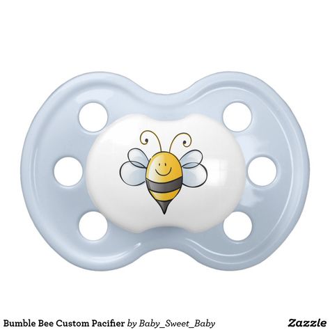 Bumble Bee Custom Pacifier - Click through to Zazzle and use the "customize" and/or "personalize" options to tweek my design and make it perfect for you, if needed. Zazzle always has sales going on too! #pacifiercity #cute #animal #babyanimal #babyshark #pacifier #baby #babyshower #babyshowergifts #infant #newborn #newmom #newmoms #newmother #binky #soother #dummy #booginhead #babygirl #babyboy #giftsfromgrandma Custom Pacifier, Theme Bedrooms, Toddler Themes, New Mothers, Baby Shark, Bedroom Themes, My Design, Bumble Bee, New Moms