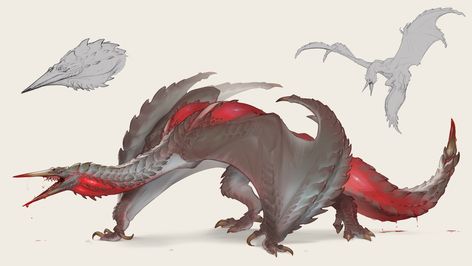 Bird Beast Concept Art, Crab Creature Concept Art, Fantasy Bug Creature, Insect Dragon Concept Art, Tiamat Dragon, Deer Monster Concept Art, Creature Artwork, Cool Monsters, Fantasy Beasts