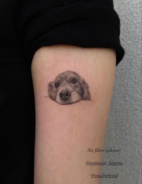 It's no secret that most of us could scream our love for our pets out loud on the streets. So what better love statement other than carrying their portraits on our skin? Dog Greif Tattoo, Cocker Spaniel Tattoo, Dog Tattoo Ideas Memorial, Tattoo Ideas Memorial, Pet Portrait Tattoos, Nose Tattoo, Tatoo Dog, Memorial Tattoo Ideas, Pet Memorial Tattoo