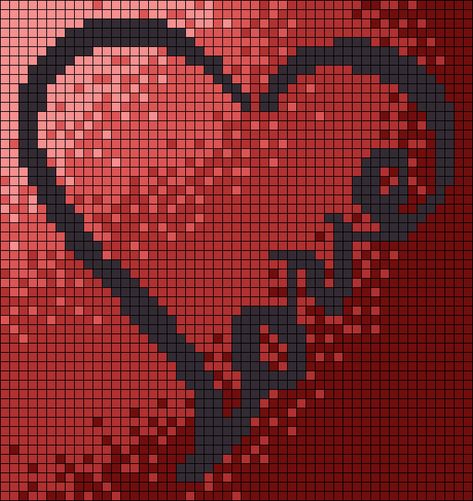 Valentines Pixel Art, Lego Mural, Heart Calligraphy, Calligraphy Cursive, Alpha Bracelets, Grid Art, Mural Art Design, Crochet Graphs, Beaded Banners