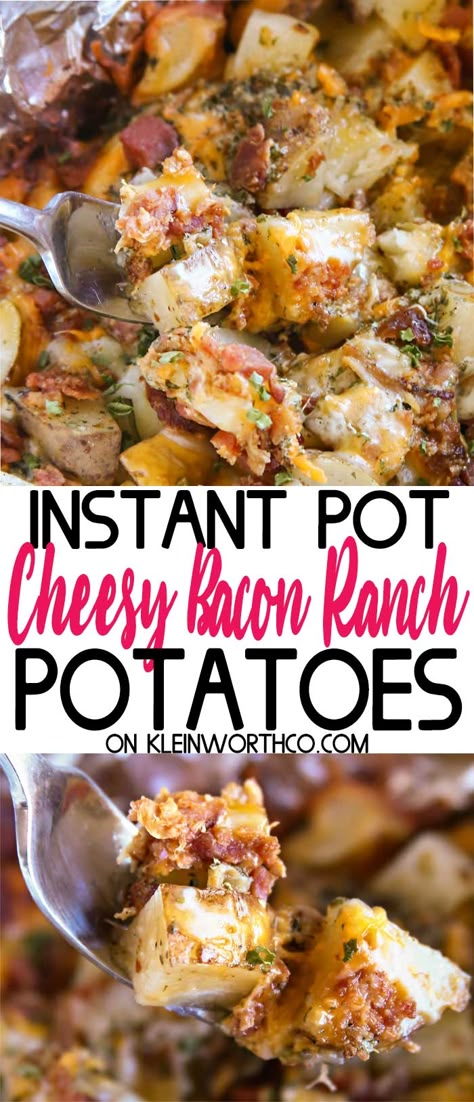 Cheesy Bacon Ranch Potatoes are a simple & easy to make slow cooker or pressure cooker recipe. With just 5 minutes of prep, this cheesy potato goodness is great with dinner! Cheesy Bacon Ranch Potatoes, Best Pressure Cooker Recipes, Bacon Ranch Potatoes, Ranch Potatoes, Best Pressure Cooker, Bacon Potato, Cheesy Bacon, Best Instant Pot Recipe, Bacon Ranch