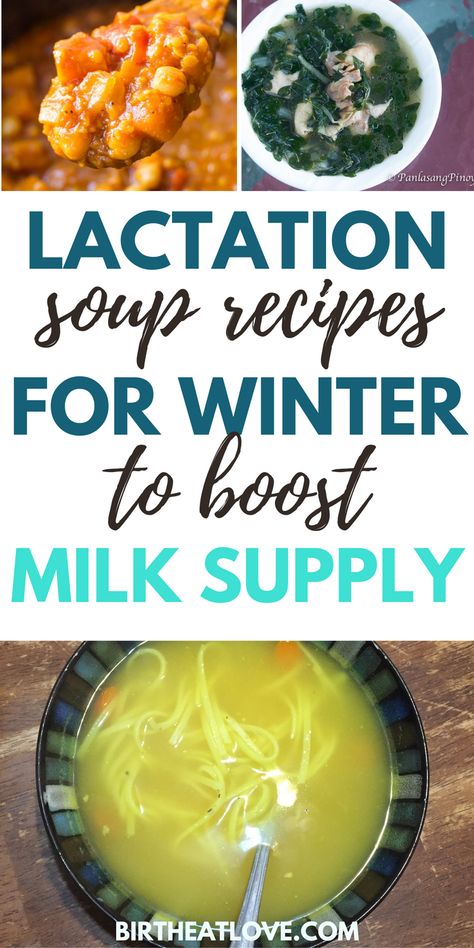 Lactation soup recipes to increase milk supply. Easy lactation recipes for winter that can be made in the slow cooker or instant pot. Perfect for freezer meals for new moms too. You 're going to love these soups for breastfeeding dinners! Go ahead and try these easy meals for nursing moms! #breastfeeding #milksupply Increase Milk Supply Foods, Breakfast For Nursing Moms, Meals To Increase Milk Supply, Lactating Foods, Meal For New Mom, Post Partum Freezer Meals Crock Pot, How To Increase Milk Supply, Breastfeeding Foods Milk Supply, Lactation Recipes Healthy