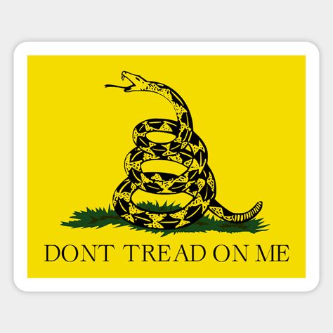 The phrase “Don't Tread on Me,” was added to the flag as a warning to the British of what would happen if the Crown tried to take away the Colony's rights. It cautioned America's enemies about the dangers of trying to come against the nation and take away its individualism and freedoms. -- Choose from our vast selection of magnets to match with your desired size to make the perfect custom magnet. Pick your favorite: Movies, TV Shows, Art, and so much more! Available in two sizes. Perfect to dec… Don't Tread On Me, The Flag, Custom Magnets, The Crown, Magnets, Favorite Movies, Flag, Crown, Tattoos