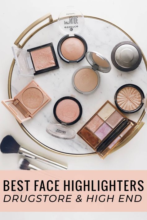 best face highlighter - drugstore and high end options for every budget! #makeup #beauty #beautyblogger #drugstoremakeup #highlighter Best Face Highlighter Products, Cream Highlighter Drugstore, Best Makeup Highlighter, Best Highlighter Makeup Drugstore, Highlighter Drugstore, Best Drugstore Highlighter, Best Face Highlighter, Becca Under Eye Brightening Corrector, Best Highlighter Makeup