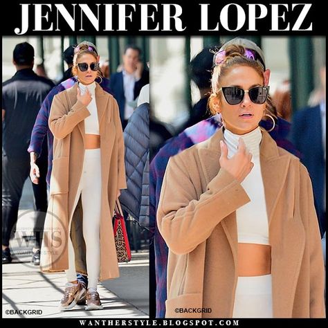 Jennifer Lopez in camel coat, metallic rose gold sneakers and black sunglasses #streetstyle #fashion #style #outfit #celebrity #outerwear #maxmara #chic #spring #jlo #neutrals #offduty #casual Gold Sneaker Outfits Women, Rose Gold Sneakers Outfit, Gold Sneakers Outfit, Camel Coat Outfit Classy, Jennifer Lopez Outfits, Camel Coat Outfit, Camel Wool Coat, Rose Gold Sneakers, Metallic Rose Gold