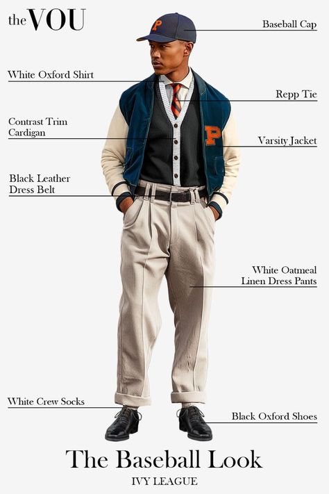 Ivy League Baseball Mannequin Outfit Idea for Males- #Baseball #Concept #Ivy #League #Males #model #outfit Check more at https://howcandothis.com/manstyle/ivy-league-baseball-mannequin-outfit-idea-for-males/ Oxford University Fashion, Ivy League Outfit, Baseball Style Outfits, Outfit Idea For Men, Old Money Look, Ivy Look, White Oxford Shirt, Linen Dress Pants, Preppy Accessories