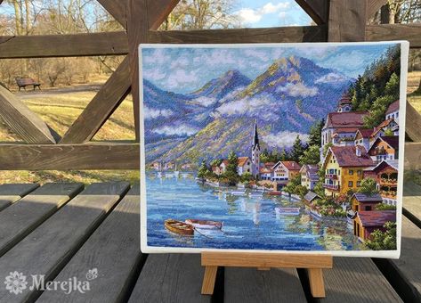 Alpine Village, Cross Stitch Landscape, Cross Stitch Collection, Beautiful Cross Stitch, Diy Cross, Beautiful Cross, Ecru Color, Diy Cross Stitch, Dmc Floss