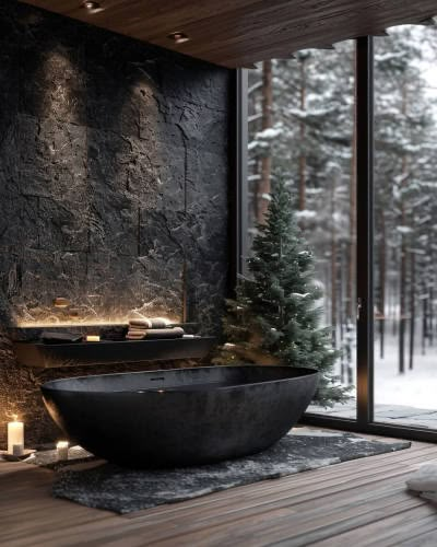 Black Cabin, Cabin Modern, Forest Home, Dream Cabin, Bergen Norway, Dark Home, Gorgeous Bathroom, House On The Rock, Design Exterior