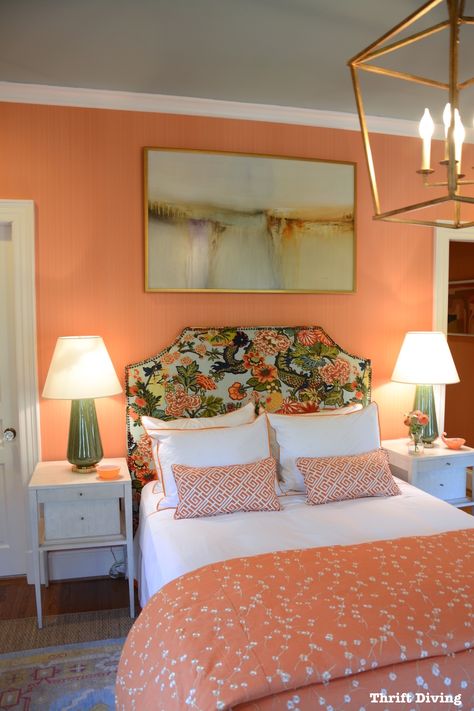 DC Design House Orange Bedroom Tangerine Bedroom, Orange And Pink Bedroom, Orange Bedroom Walls, Peach Bedroom, Orange Bedroom Decor, Orange Room, Orange Rooms, Earthy Home Decor, Orange Bedroom