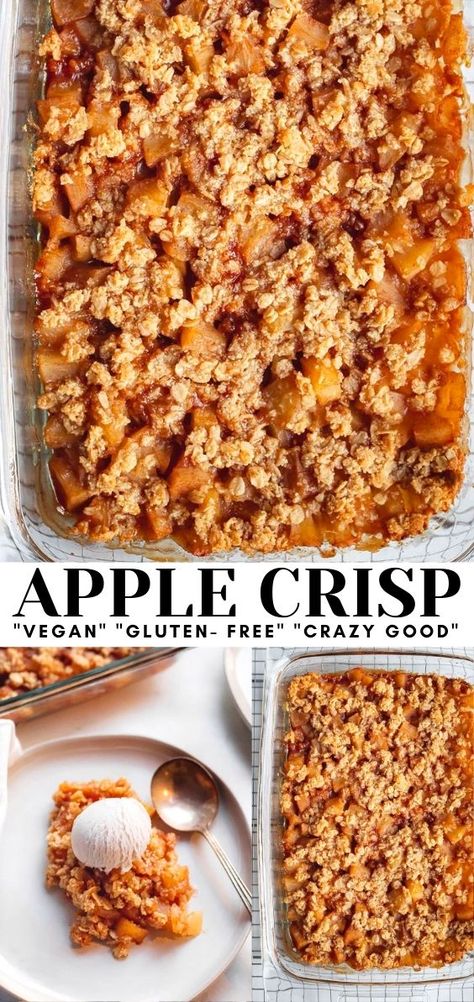 Apple Oatmeal Crisp Healthy, Vegan Gluten Free Apple Crisp Recipe, Apple Cinnamon Gluten Free, Apple Crisp Recipe With Oats Crumble Gluten Free, Apple Cobbler Vegan, Wfpb Apple Crisp, Gf Apple Crisp Recipe, Apple Crumble Recipe Gluten Free, Vegan Apple Crisp Healthy