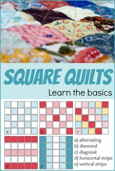 The square quilt is a standard shape commonly found in many quilts. Learn tips on how to perfect the technique and see layout examples. The Sewing Loft Square Quilts, Quilt Colors, Charm Quilts, Pretty Quilts, Charm Square Quilt, Rag Quilt Patterns, Quilting 101, Crochet Squares Afghan, Sewing Quilts