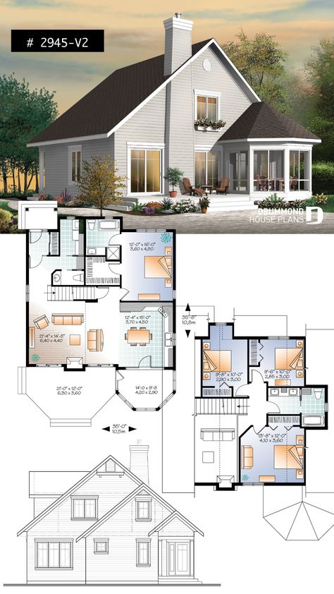 Lakefront House Plans, Kitchen Bloxburg, Small Cottage Homes, Cottage Floor Plans, Sims 4 House Plans, House Plans One Story, Casas The Sims 4, Sims House Plans, Lakefront Homes