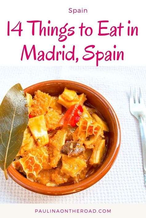 Are you wondering what to eat in Madrid? This Madrid food guide is about the best food to try in Madrid, Spain including Madrid food restaurants where you can enjoy tapas, paella and more. Are you looking for the ultimate Madrid food guide? Find a selection of the best food in Madrid incl. food markets in Madrid and the best restaurants in Madrid to enjoy typical dishes from Madrid. Best Madrid tapas incl.! #madrid #food #madridfood #madridrestaurants #spainfood #spanishfood #churros #streetfoo Food In Madrid, Spanish Dessert Recipes, Authentic Spanish Recipes, Easy Spanish Recipes, Belgian Fries, Madrid Food, Spanish Chicken, Best Tapas, Food To Try