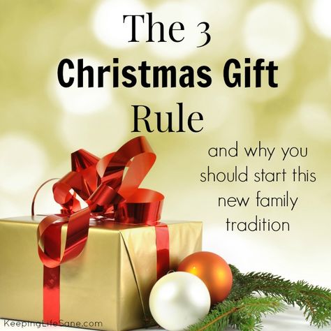 This is a great family tradition to start! The 3 Gift Rule - Keeping Life Sane Diy Christmas Gift Ideas, Family Gift Ideas, Affordable Christmas Gifts, Frugal Christmas, Traditions To Start, Christmas On A Budget, What Is Christmas, Family Tradition, Family Traditions