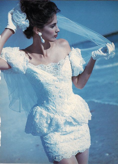 90s Short Wedding Dress, Short 80s Wedding Dress, Vintage Wedding Dress 1990s, 80s Wedding Dress Short, 80s Inspired Wedding Dresses, 80s Wedding Dresses, Wedding Dresses 80s Vintage, Vintage Short Wedding Dress, Slavic Wedding