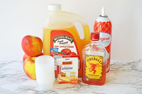 Apple Cider Jello Shots with Fireball Whiskey Jello Shots With Fireball, Shots With Fireball, Apple Cider Jello Shots, Cider Jello Shots, Fireball Jello Shots, Fireball Whiskey, Homemade Apple Cider, Jello Shot Recipes, Fall Is In The Air