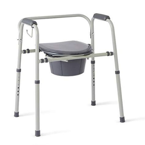 Amazon.com: Medline Steel 3-in-1 Bedside Commode, Portable Toilet with Microban Antimicrobial Protection, Can be Used as Raised Toilet Seat Riser, Gray: Gateway Toilet Commode, Shower Alcove, Bedside Commode, Toilet Chair, Commode Chair, Sanitary Towels, Bath Safety, Over Toilet, Mobility Aids