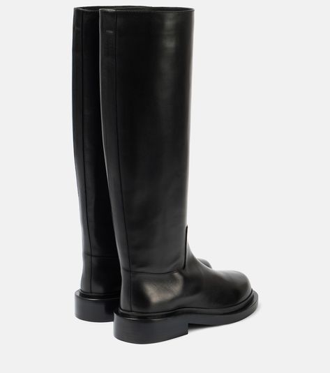 Leather knee-high boots in black - Jil Sander | Mytheresa Jil Sander Shoes, Mid Heel Boots, Leather Knee High Boots, Knee High Leather Boots, Long Boots, Mid Heel, Jil Sander, Shoe Box, High Boots