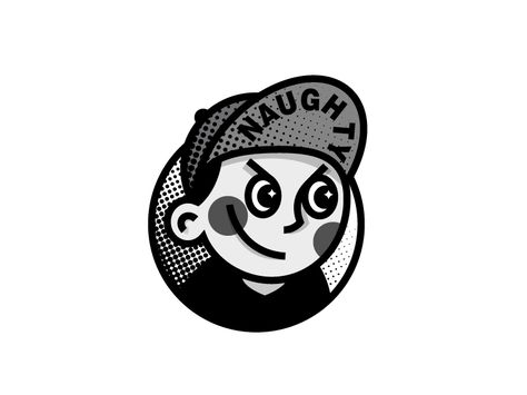 NAUGHTY by Sandro Laliashvili #Design Popular #Dribbble #shots Man Logo Design, Illustration Design Graphique, Logo Character, Character Logo, Logo Face, Graphic Tshirt Design, A4 Poster, Badge Design, Vintage Cartoon