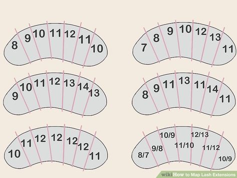 How to Map Lash Extensions (with Pictures) - wikiHow Eyelash Extensions Styles Volume, Lash Maps, Eyelash Extensions Aftercare, Lash Mapping, Lash Tricks, Lash Extentions, Applying False Lashes, Applying False Eyelashes, Eyelash Extensions Styles