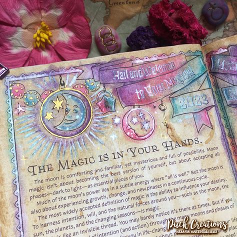 Intro double page from the Planner for a Magical 2023 by Amy Cesari. I used again soluble coffee for the background, colored pencils, brush watercolors, metallic watercolors by Kuretake.✨ #amycesari #adultcoloringbooks #imaginorpencilscolorya #coloryaimaginor #nylonbrushpenscolorya #colorya #adultcoloringbooks #wicca #wiccaart #metallicwatercolors #coloringbookofshadows #handmadewatercolors #kuretakestarrycolors #kuretakepearlcolors #coloringbookofshadowsplanner2023 #magic #ducdeberry #hourbook Amy Cesari Coloring Pages, Journal Intro Page, Amy Cesari, Metallic Watercolors, Watercolor Art Face, Shadow And Amy, Crystal Drawing, Author Branding, Nature Projects