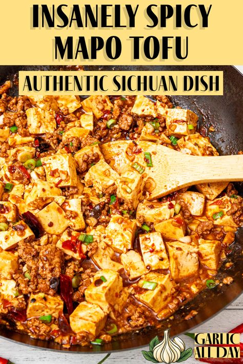 Get ready for a taste explosion with Insanely Spicy Mapo Tofu! 🔥🌶️

If you're a fan of spice, you won't want to miss this dish. Our Mapo Tofu is not for the faint of heart - it's packed with heat and flavor that will leave your taste buds dancing.

Made with a fiery blend of Sichuan peppercorns, chili oil, and garlic, this dish is a must-try for any spice lover. Trust us, you won't be disappointed!

#spicyfood #sichuancuisine #chinesecuisine Ma Po Tofu Recipe, Spicy Mapo Tofu, Sichuan Recipes, Tofu Chili, Mapo Tofu Recipe, Thai Peppers, Thai Chili Pepper, Asian Appetizers, Chili Crisp