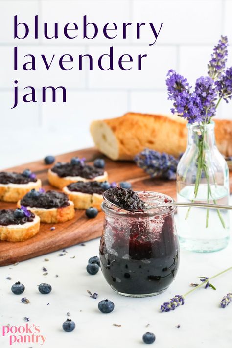 Blueberry Treats, Easy Sauces, Canning Storage, Lavender Ideas, Lavender Jam, Pantry Recipe, Blueberry Jelly, Summer Lavender, Blueberry Jam Recipe