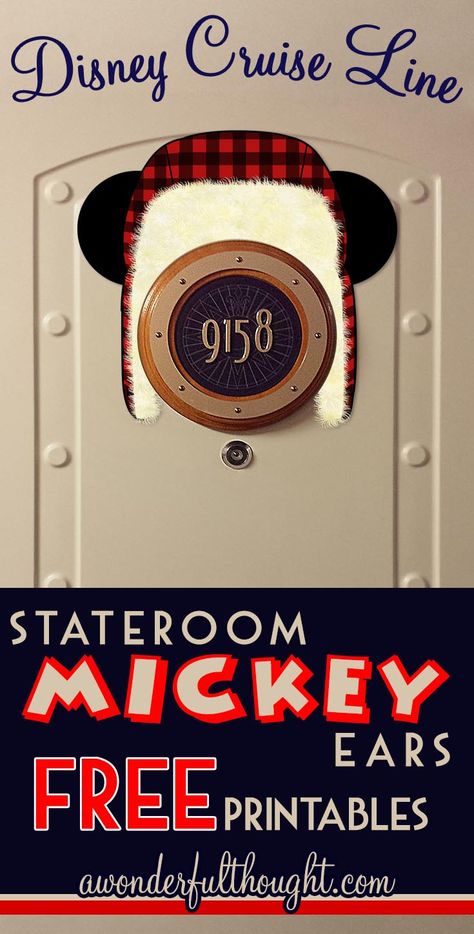 Decorate your stateroom door on Disney Cruise Line with this cute Alaskan Hat Stateroom Mickey Ears! Free to print and easy to make into a magnet for a door decoration. Get more ears at awonderfulthought.com Disney Cruise Door Decorations Printable, Disney Cruise Fish Extender Gifts, Cruise Door Decorations, Disney Halloween Cruise, Cruise Magnets, Disney Cruise Door Decorations, Disney Wonder Cruise, Disney Cruise Magnets, Disney Cruise Fish Extender