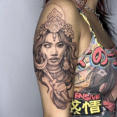 Honoured to tattoo my version of the Filipino goddess Mayari for Serena today, thank you! 🙏 . #tattoo #goddesstattoo #moontattoo #mayari #mayaritattoo #brightontattoo Mayari Goddess Tattoo, Filipino Back Tattoo, Mayari Goddess, Filipino Goddess, Filipino Tattoo, Brighton Tattoo, Filipino Tattoos, Goddess Tattoo, Dark Art Tattoo