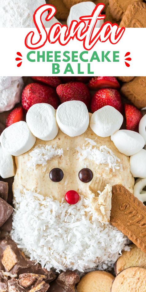 Santa Cheesecake, Baked Dip Recipes, Santa Desserts, Cheesecake Dip Recipe, Recipe Ingredients List, Christmas Desserts Party, Cheesecake Balls, Christmas Cheesecake, Cake Dip