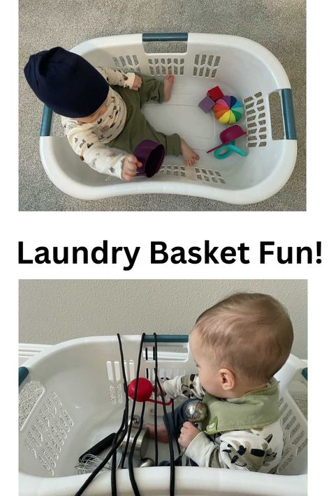 Activities For 8 Month Old Baby, 6 Months Old Activities, Grandchildren Activities, Baby Laundry Basket, 8 Month Baby, Activities For Babies, Sensory Games, Simple Activities, Baby Laundry