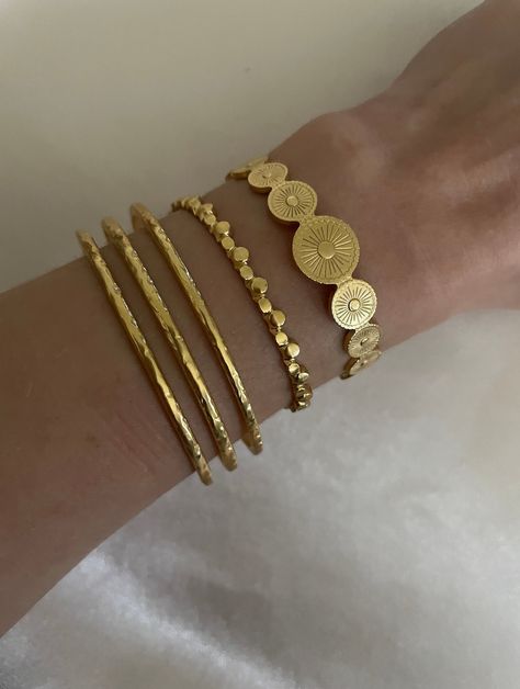 Gold Bangles Aesthetic, Boho Bangles, Boho Bangle, Boho Jewellery, Jewelry Accessories Ideas, Stainless Steel Bangles, Chunky Jewelry, Bangles Style, Bracelet Boho