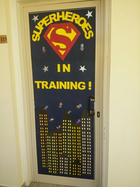 Superhero Door, Superhero Classroom Decorations, Fall Classroom Door, Literacy Week, Superhero Vbs, Classroom Doors, Superhero Classroom, Door Poster, Teacher Doors