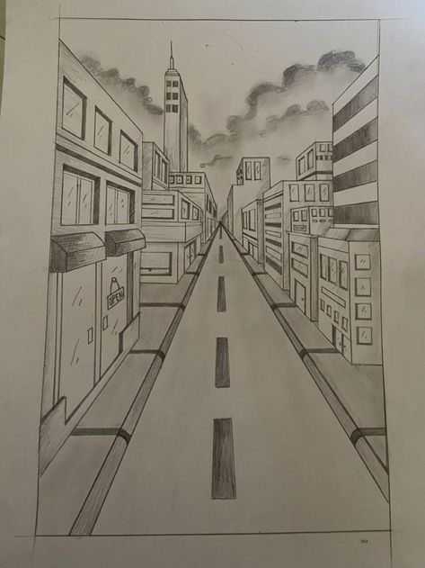 Outside Drawings Easy, City Point Perspective, One And Two Point Perspective Drawings, One Point City Perspective Drawing, 1 Point Perspective Sketch, One Point Perspective Building Drawing, Perspective Drawing 1 Point, 1 Point Perspective Drawing Architecture, Point Perspective Drawing