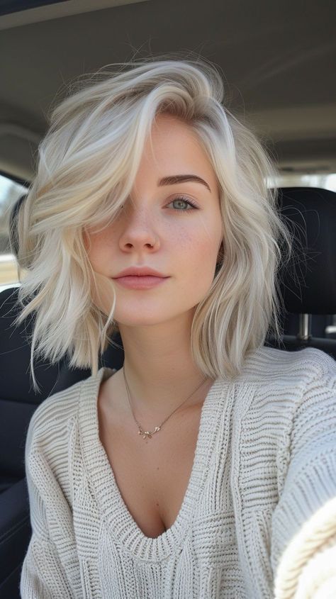 Hair Color Ideas Short Bob, Courtney Miller Hair, Blonde A Line, Short Platinum Hair, Short Blonde Bobs, Blonde Hair Transformations, Summer Haircuts, 2024 Style, Short Blonde