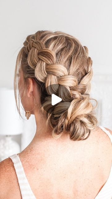 Melissa Cook on Instagram: "Double Dutch Braids Updo 🔆 Styles like this are some of my favs •#missysueblog #missysuehair #braidedhairstyles #braidedupdo #braidedup #hairreels #hairvideo #hairvideos #braidedhair #updostyles" Diy Braid Updo Easy, Double Braid Updo, Dutch Braid Hair Styles, Braid To Bun Hairstyle, Braided Updo Curly Hair, Dutch Braid Into Bun, Up Do With Braid, Missy Sue Hair, Double Braid Hairstyles