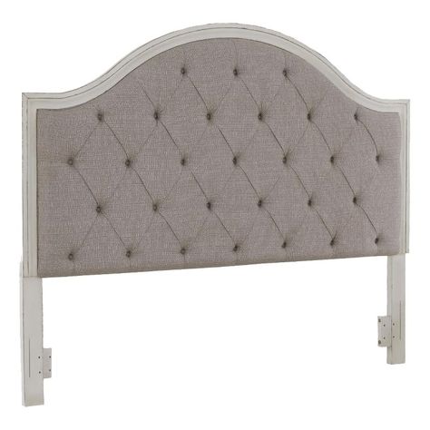 PRICES MAY VARY. UPHOLSTERED PANEL HEADBOARD: Make traditional bedroom style warm and inviting with this headboard. Merging yesteryear elements, the unique piece of furniture has an allure all its own STUNNING STYLE: Frame made with hardwood solids, birch and oak veneers with MDF substrate. Mattress and foundation/box spring needed, sold separately CASUAL CHARM: This headboard features an inset cushion in a chic gray with delightful button tufting. Its chipped white finish exudes easy elegance K Upholstered Panel Headboard, Button Tufted Headboard, California King Bedding, Bedroom Style, Stunning Style, Queen Headboard, Upholstered Panels, Traditional Bedroom, Panel Headboard