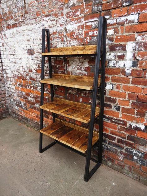 Custom Steel Furniture, Books Cafe, Vintage Industrial Furniture, Book Cafe, Wood Bookcase, Restaurant Furniture, Industrial House, Furniture Art, Steel Furniture