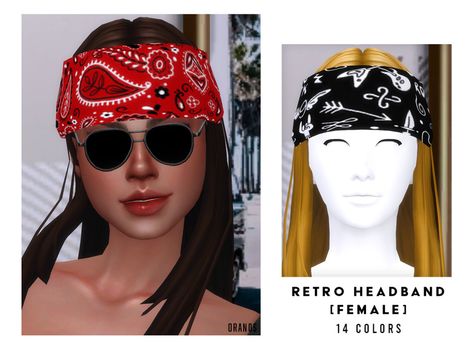 The Sims 4 Cc Headband, Ts4 Bandana, Sims 4 Cc Bandana, Sims 4 Bandana, Sims 4 Headband, 80's Hairstyle, Forehead Headband, Sims 4 Decades Challenge, Retro Headband