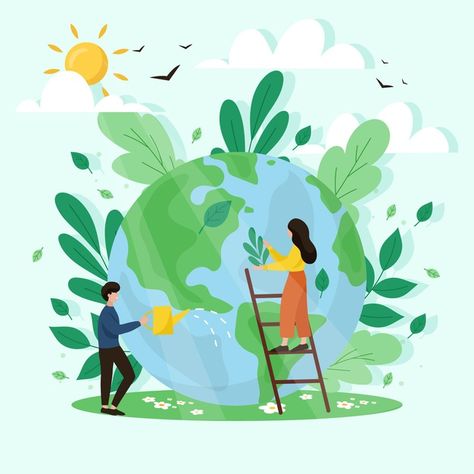 Save the planet concept | Free Vector #Freepik #freevector #globe #earth #eco #recycle Sustainable Graphics, Save Earth Drawing, Planet Illustration, Literature Posters, Globe Earth, Planet Drawing, Earth Drawings, Earth Illustration, Earth Art